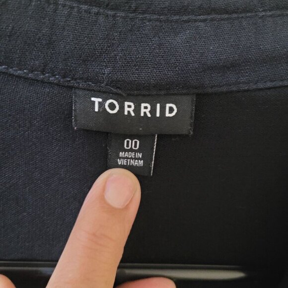Torrid Dress Womens M/L‎ Black Rayon Slub Button Front Collared Career Office - Picture 4 of 7